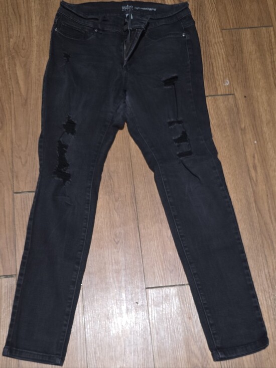 New York & Company Denim - New York & Company Distressed Black Skinny Jeans